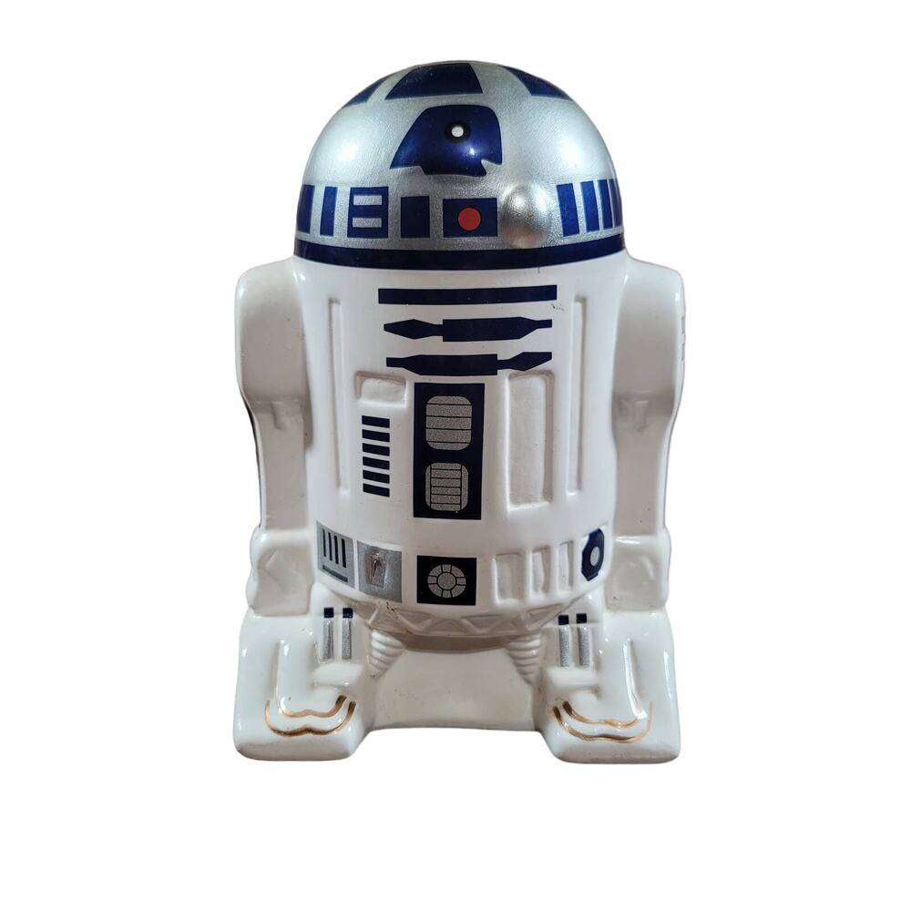 Vintage Star Wars R2 D2 Ceramic Coin Bank With Plug 7 1/2" Tall